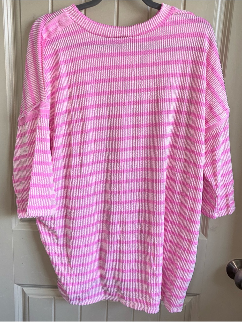 HEIMISH USA Pink and White Striped V-Neck Blouse - Picture 4 of 8
